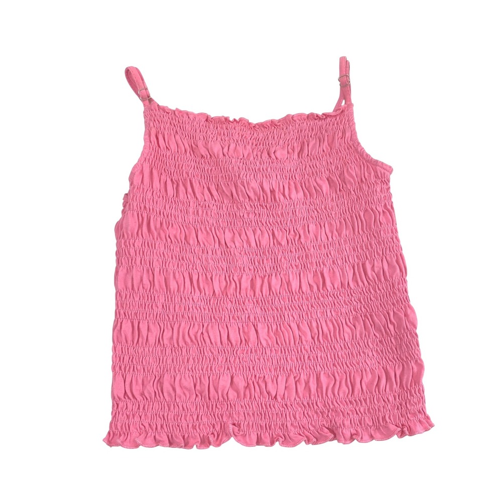Entro Smocked Top Womens Small Hot Pink Ruffle Camisole Summer Beach Vacation